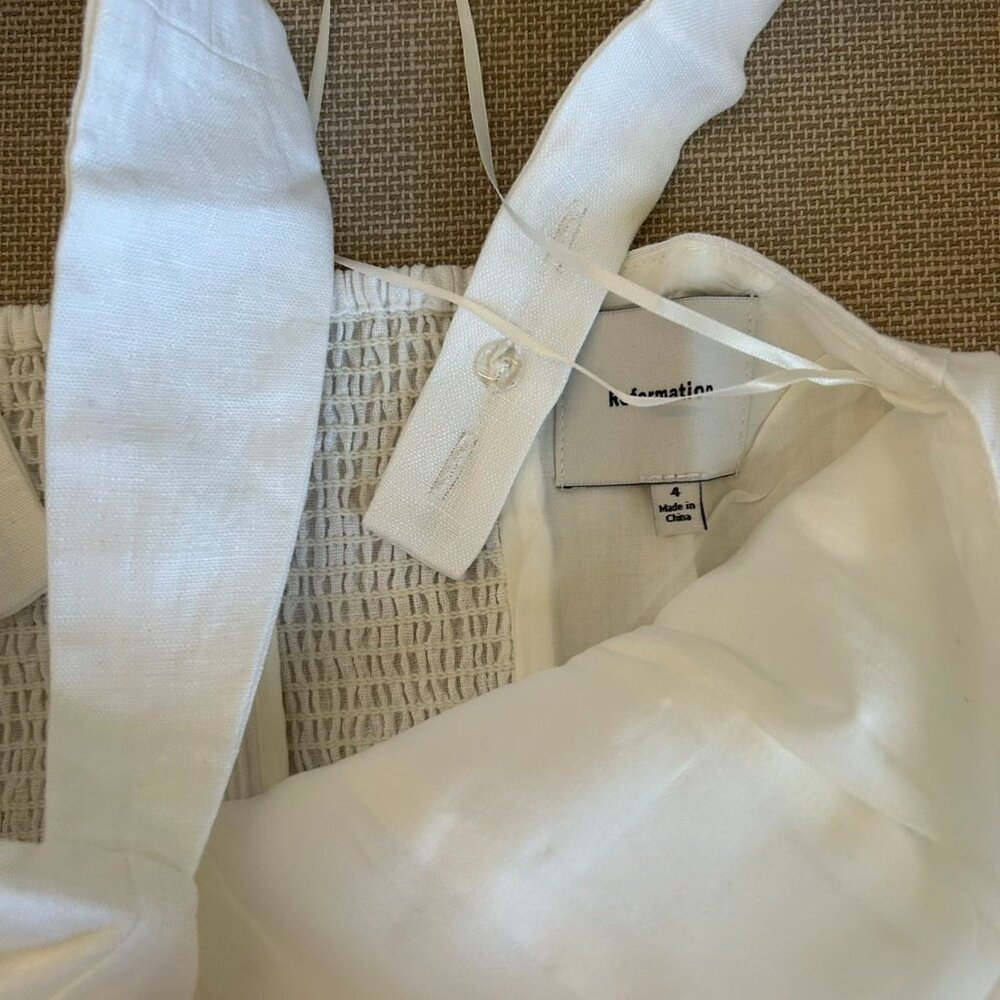 NEW Reformation Evie Linen Top Sz4 White - Picture 7 of 9